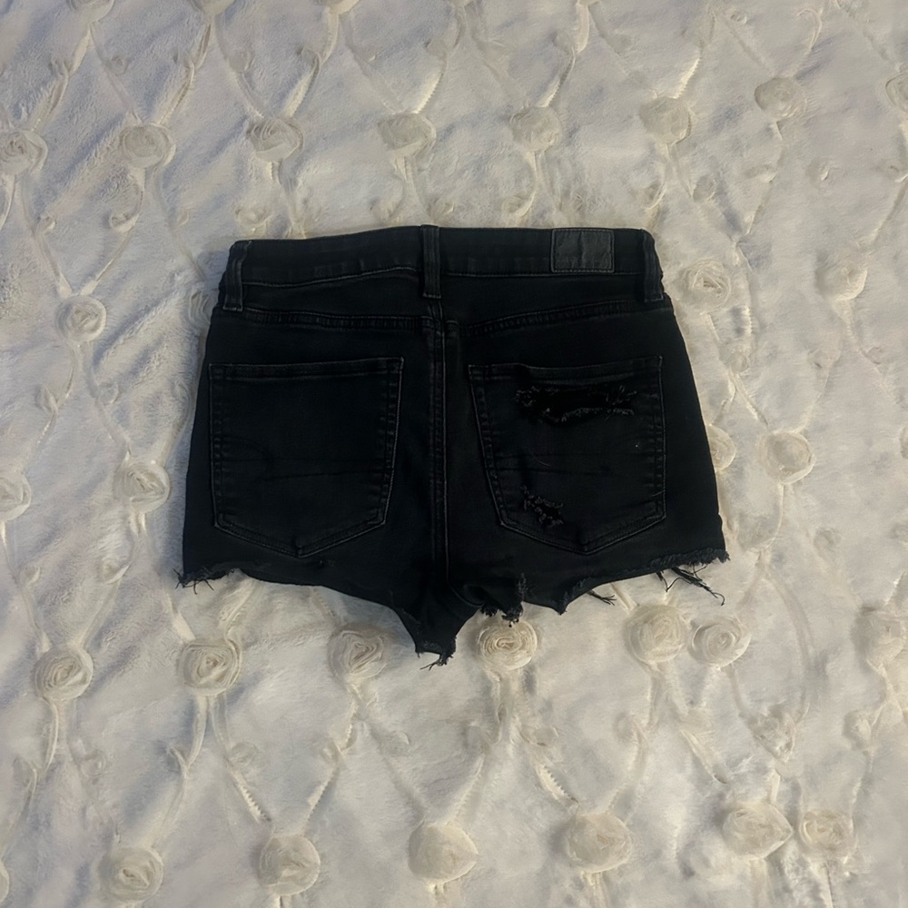 American Eagle Outfitters! 2 NEXT LEVEL STRETCH Light Blue and Black Jean Shorts - Picture 7 of 9